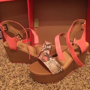 BC Footwear Pink Wedges